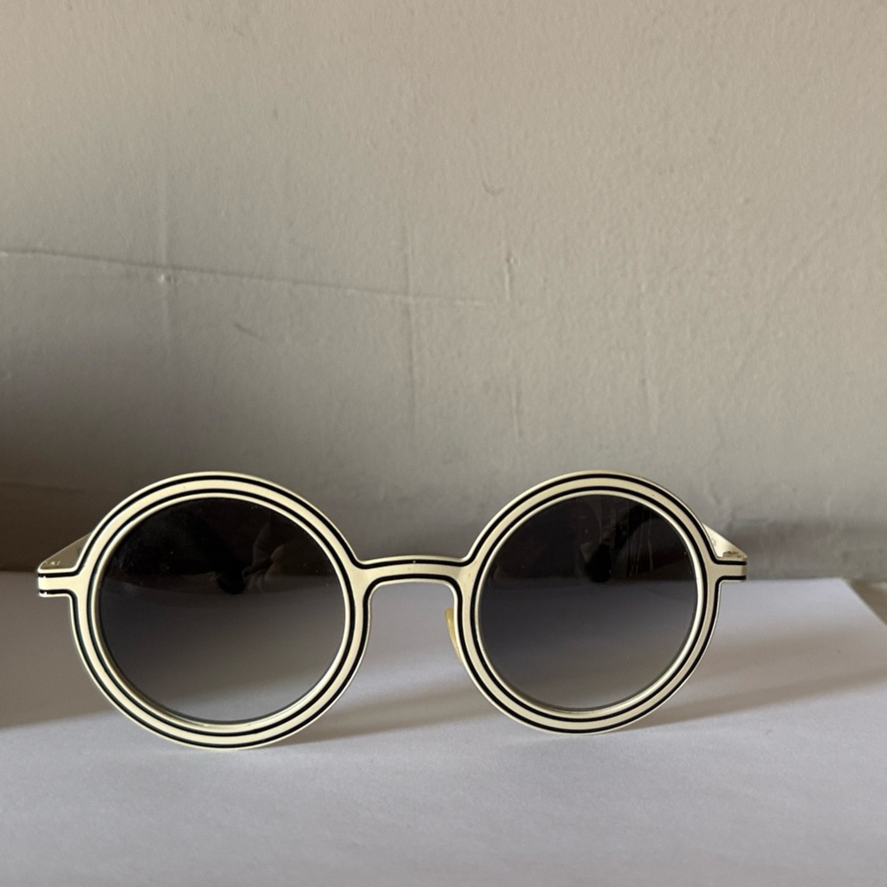 Handmade Italian Round Sunglasses, Black & White surreal-esque style